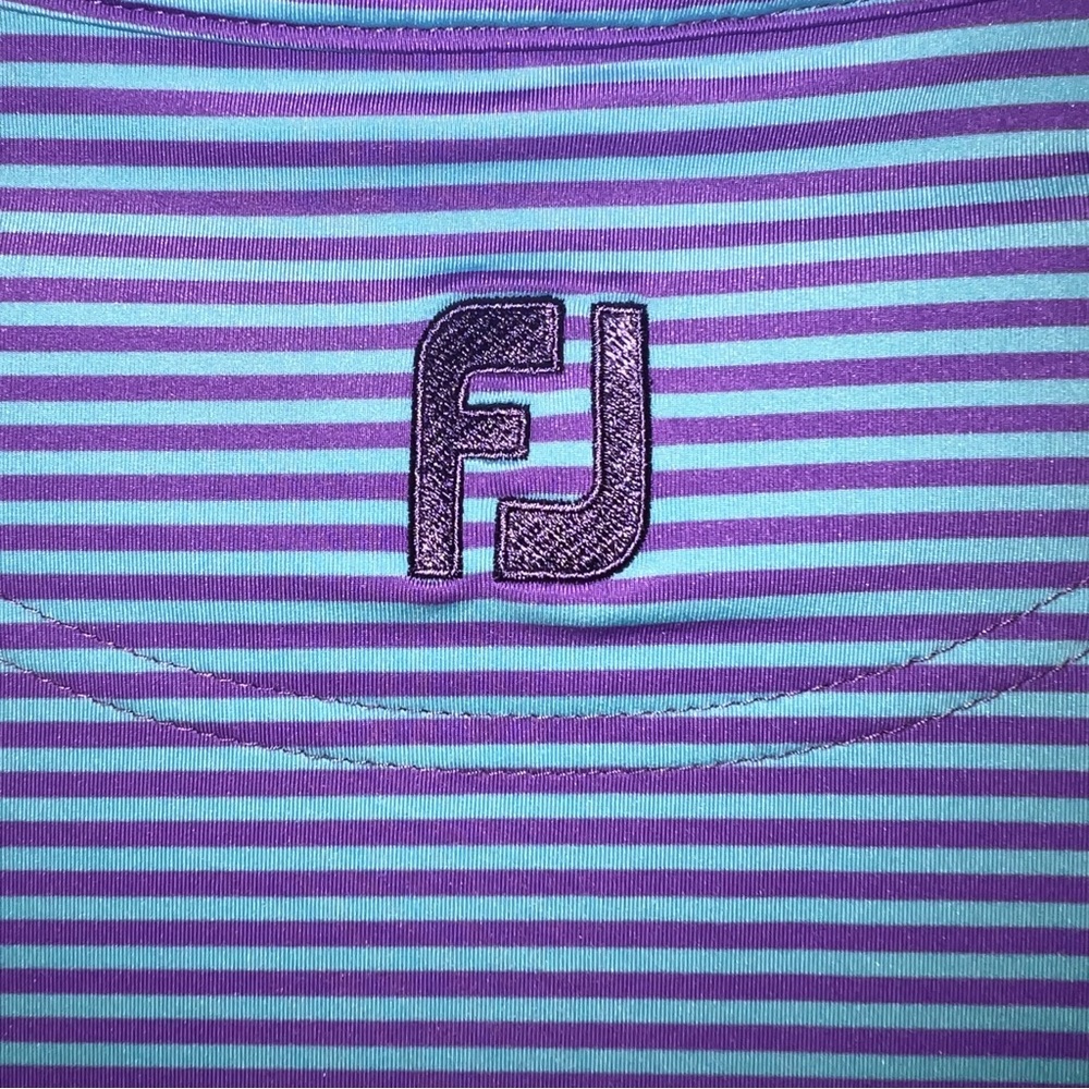 FootJoy Men’s XL Blue & Purple Striped Performance Polo – Windermere Logo - Picture 4 of 8